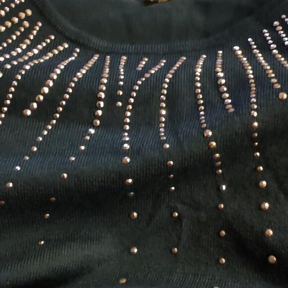 greige women's teal long sleeve top with studs nwt - Picture 3 of 6